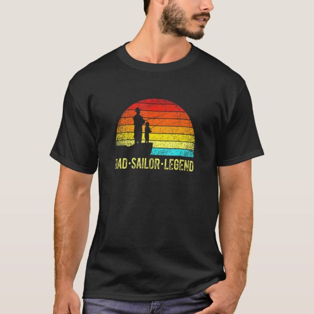 Retro Sunset Dad Sailor Legend T-Shirt (Front)