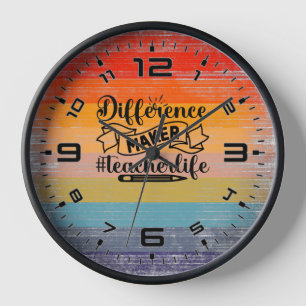 Retro Sunset Difference Maker #Teacherlife Clock