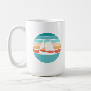 Retro Sunset Distressed Effect + Sailboat Coffee Mug