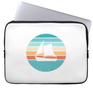 Retro Sunset Distressed Effect + Sailboat Laptop Sleeve