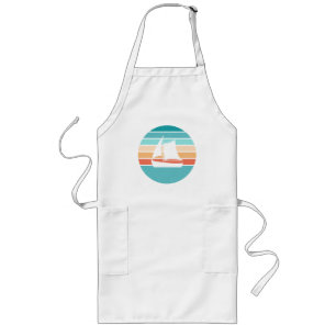 Retro Sunset Distressed Effect + Sailboat Long Apron