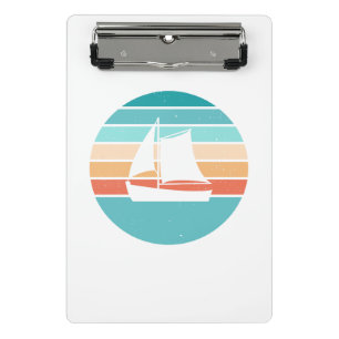 Retro Sunset Distressed Effect + Sailboat Mini Clipboard