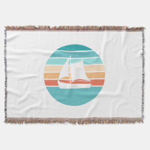 Retro Sunset Distressed Effect + Sailboat Throw Blanket