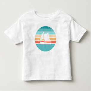 Retro Sunset Distressed Effect + Sailboat Toddler T-Shirt