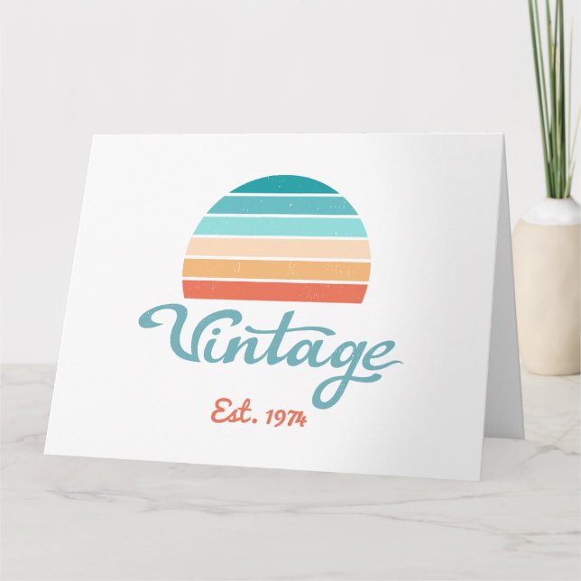 Retro Sunset+Distressed Vintage Script [Birthday] Card (Front)