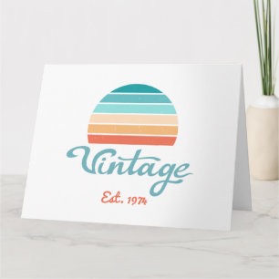 Retro Sunset+Distressed Vintage Script [Birthday] Card