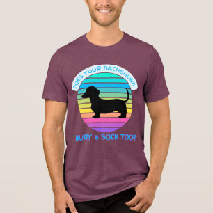 Retro Sunset Does your Dachshund Bury a Sock Too? Tri-Blend Shirt