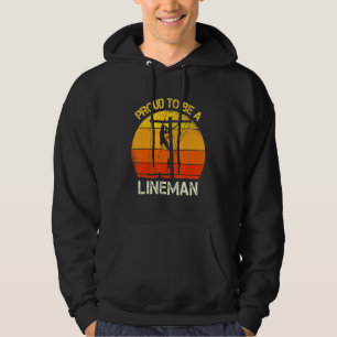 Retro Sunset Electrician Proud Electric Lineman Li Hoodie