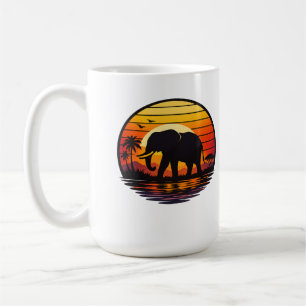 Retro Sunset Elephant Silhouette Coffee Mug