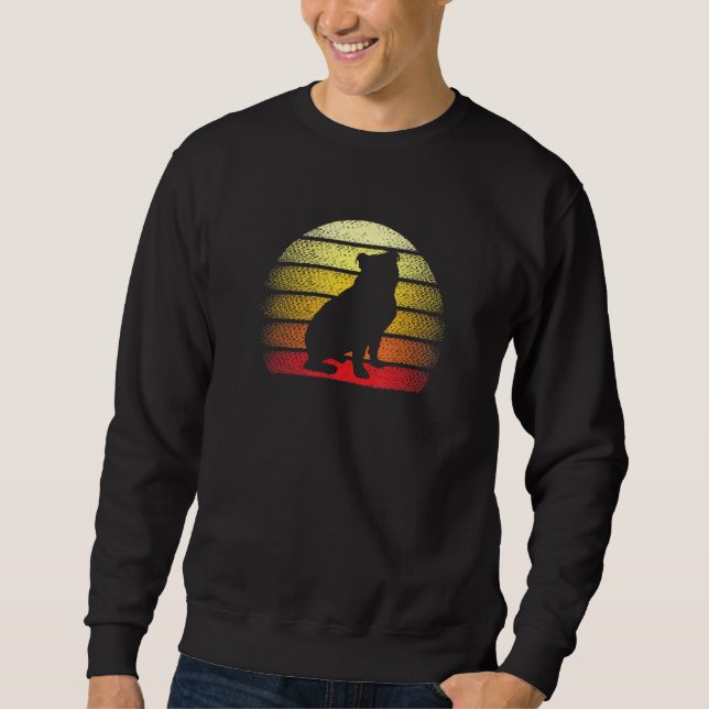 Retro Sunset English Bulldog Dog Theme Design Sweatshirt (Front)