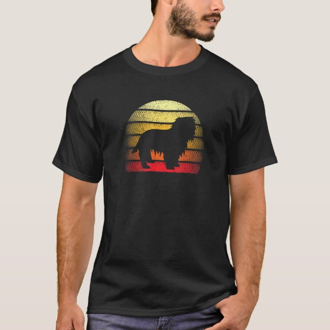 Retro Sunset English Springer Spaniel Dog Theme De T-Shirt (Front)