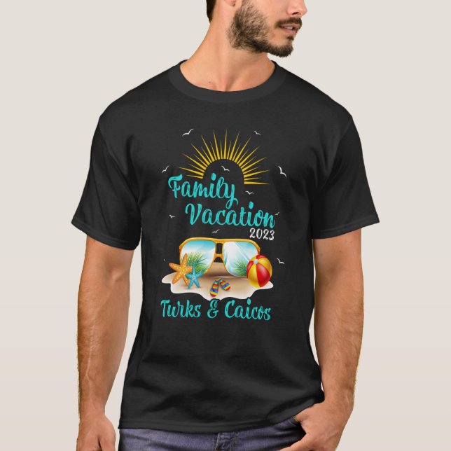 Retro Sunset Family Vacation 2023 Turks & Caicos B T-Shirt (Front)