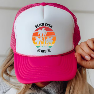 Retro Sunset Family Vacation Girls Trip Beach Crew Trucker Hat