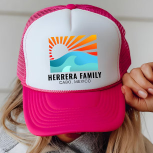 Retro Sunset Family Vacation Reunion Beach Summer Trucker Hat