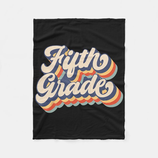 Retro Sunset Fifth Grade Teacher And Student Byck  Fleece Blanket (Front)