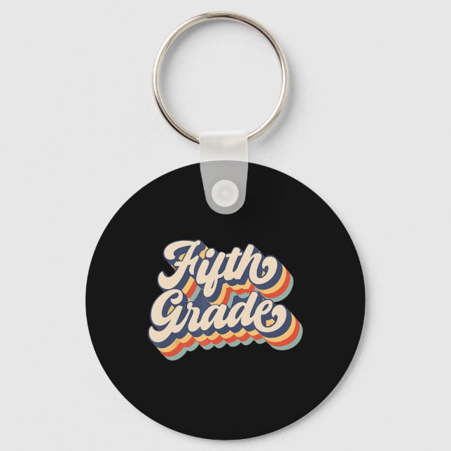 Retro Sunset Fifth Grade Teacher And Student Byck  Key Ring (Front)