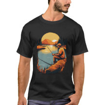 Retro Sunset Fisherman Scenic Graphic