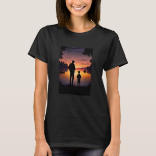 Retro Sunset Fishing On The Lake Father And Son Fi T-Shirt