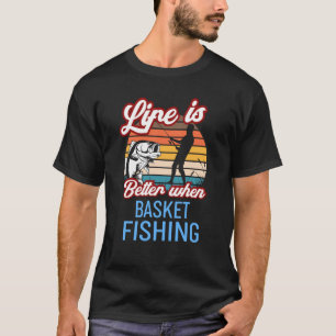 Retro Sunset Fishing  When Basket Fishing T-Shirt