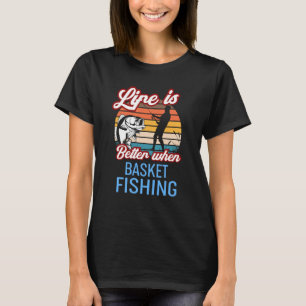 Retro Sunset Fishing  When Basket Fishing T-Shirt