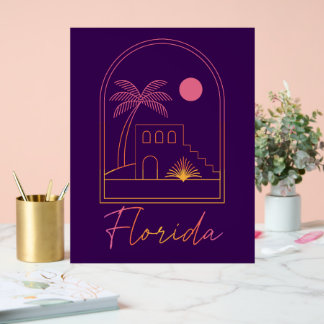 Retro Sunset Florida Vibe Acrylic Sign