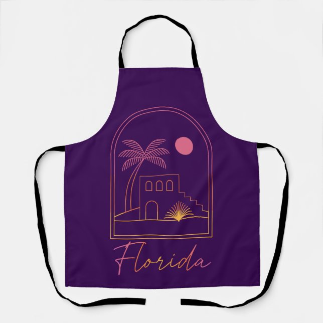 Retro Sunset Florida Vibe Apron (Front)