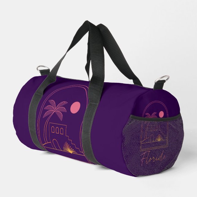Retro Sunset Florida Vibe Duffle Bag (Right Corner)