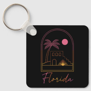 Retro Sunset Florida Vibe Key Ring