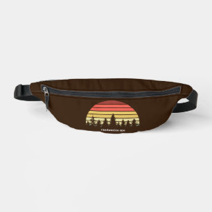Retro Sunset Forest Customised Brown Hiking Bum Bags