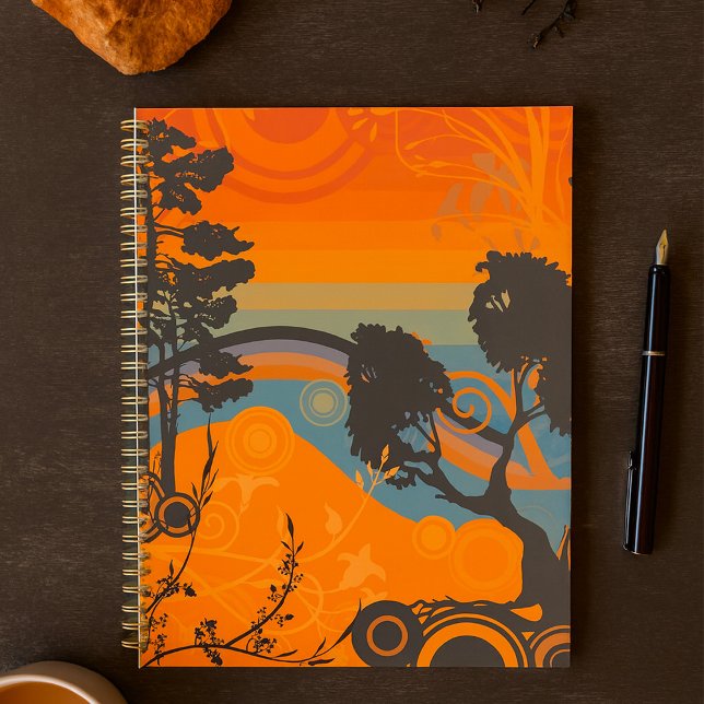 Retro Sunset Forest Landscape Abstract Planner (Creator Uploaded)