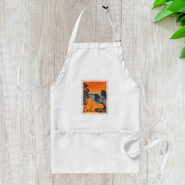 Retro Sunset Forest Landscape Abstract Standard Apron (Creator Uploaded)