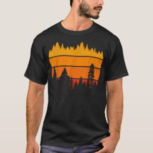 Retro Sunset Forest Wildlife Trees Outdoors Nature T-Shirt