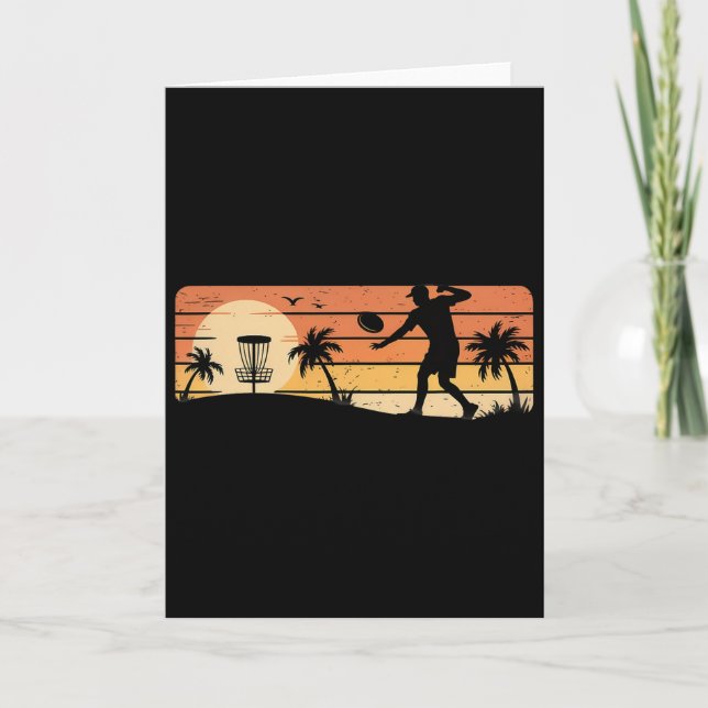 Retro Sunset Frisbee Golf Player Disc Golf  Card (Front)