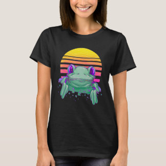 Retro Sunset Frog Graphic for Amphibian Frog Catch T-Shirt