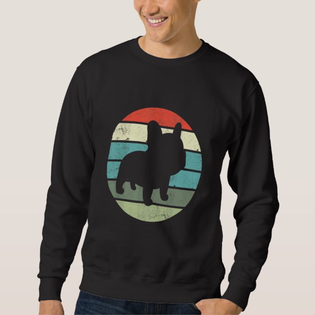 Retro Sunset Frunch Bulldog Siloheutte Sweatshirt (Front)