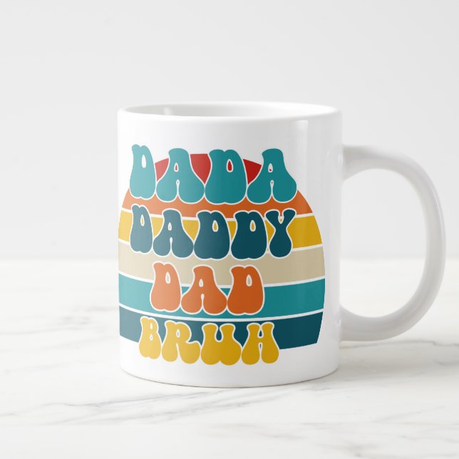 Retro Sunset Funny Dada Daddy Dad Bruh  Large Coffee Mug (Right)