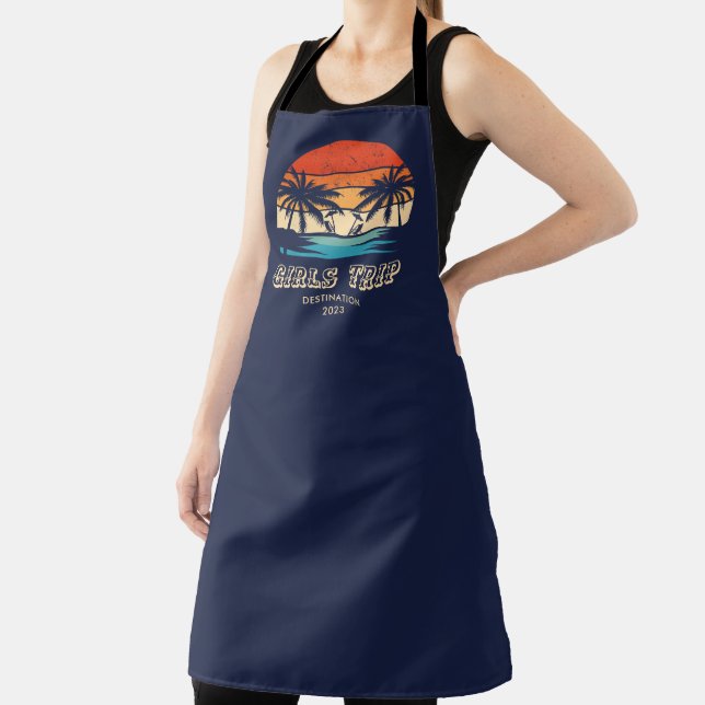 Retro sunset Girls trip bachelorette Matching Apron (Insitu)