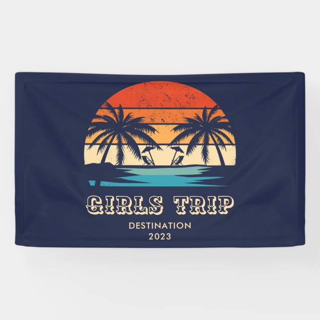 Retro sunset Girls trip bachelorette Party Banner (Horizontal)