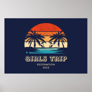 Retro sunset Girls trip bachelorette Party Poster
