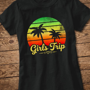 Retro Sunset Girls Trip Vintage Beach Vacation  T-Shirt