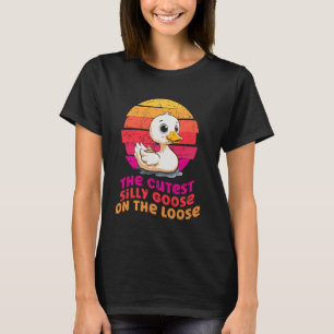 Retro Sunset Goose Chick The Cutest Silly Goose On T-Shirt