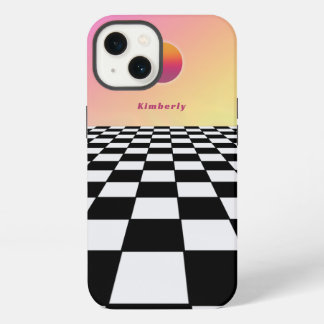 Retro Sunset Gradient Chequerboard iPhone 13 Case