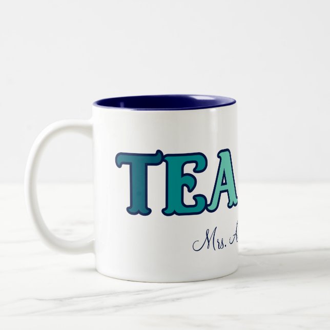 Retro Sunset Gradient Teacher Appreciation Gift Two-Tone Coffee Mug (Left)