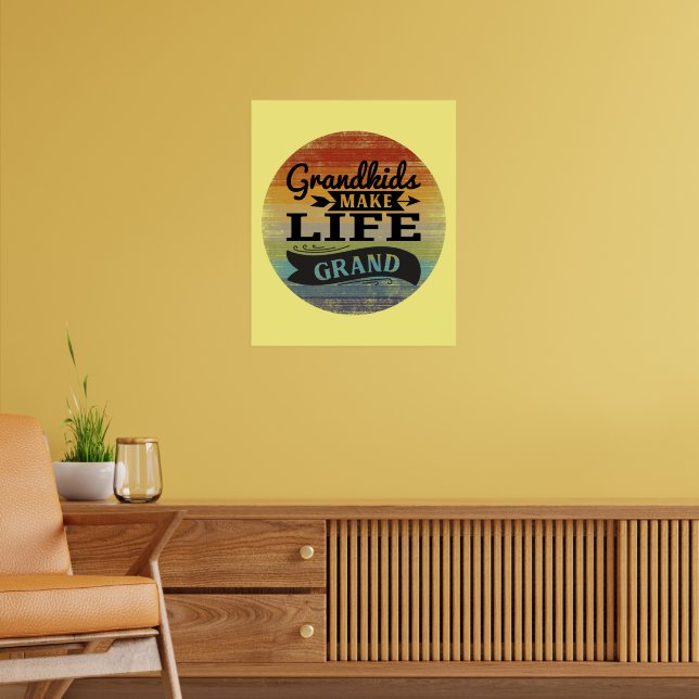 Retro Sunset Grandkids Make Life Grand Poster (Living Room 2)