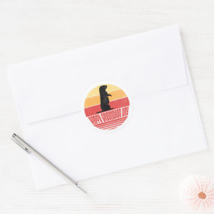 Retro Sunset Groundhog Day Classic Round Sticker