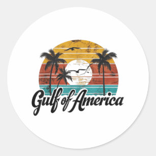 Retro Sunset Gulf Of Usa America 2025 Beach Lovers Classic Round Sticker
