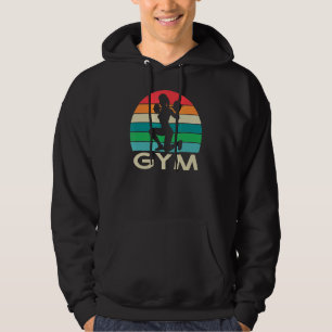 retro sunset gym fitness bodybuilding hoodie