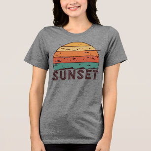 Retro Sunset Horizon Graphic T-Shirt Tri-Blend Shirt