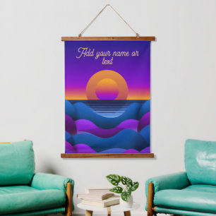 Retro Sunset Horizon Personalised Wall Hanging Tapestry