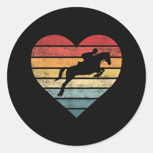 Retro Sunset Horse Lover Rider Equestrian Horseman Classic Round Sticker